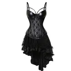 Платье-корсет из искусственной кожи, черные сексуальные готические кружевные бюстье, топы, сетчатые Корсеты-пачки, женская одежда, женская одежда