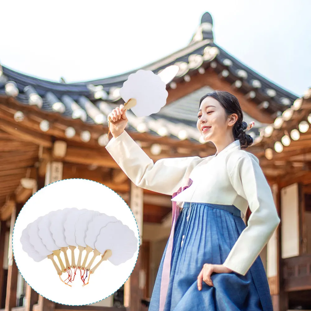 

8pcs DIY Painting Fan Blank Hand Fan Drawing Educational Plaything