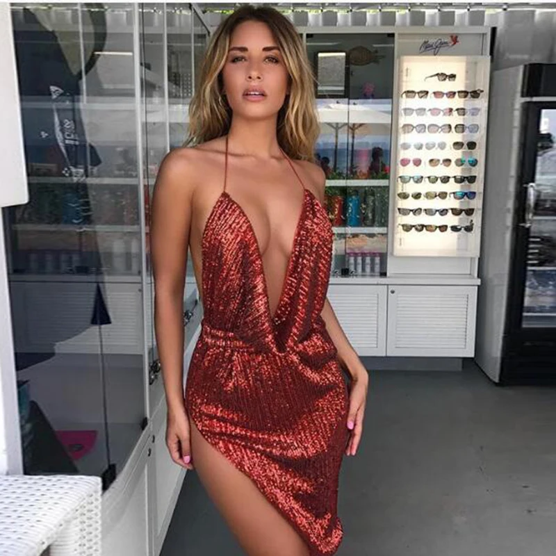 Slaygirl, новинка, сексуальное летнее платье, мини, с блестками, асимметричное, Ретро стиль, с v-образным вырезом, женское платье, облегающее, красное, платья для женщин, Vestidos