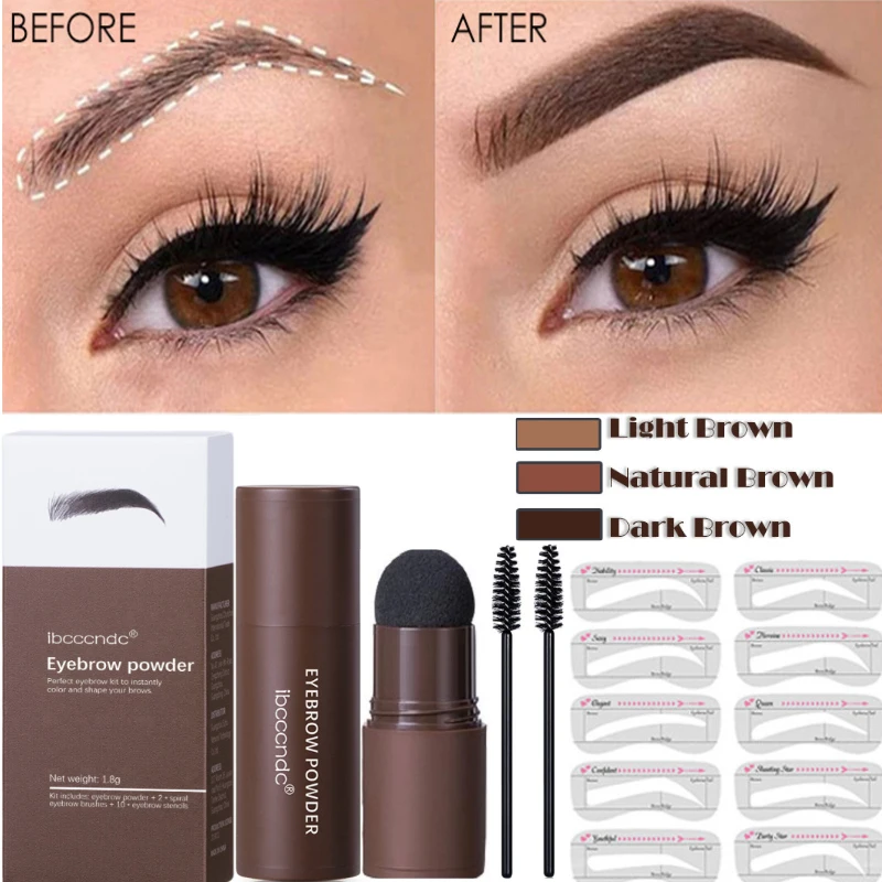 

Ibcccndc Eyebrow Stamp Shaping Waterproof Brow Powder Makeup Kit Natrual Eye Eyebrow Stick Hair Line Contour Dark Brown Lasting