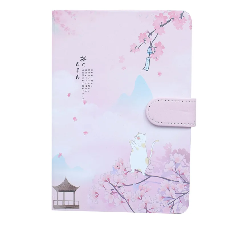 

Japanese cherry blossom hand account book fresh girl thickened grid diary notebook cute color page stationery kawaii planner