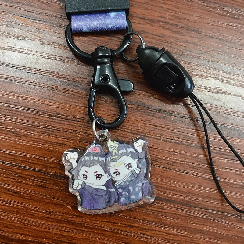 anime the untamed wang yibo xiao zhan cute phone strap keychain cosplay mobile phone line hanging wire keyrings xmas gifts free global shipping