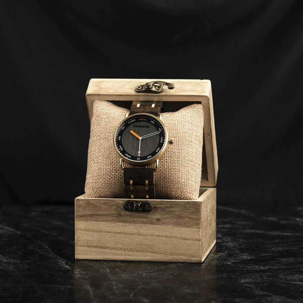 

BOBO BIRD Quartz Watches Creative Hands Top Brand Wood Clock Timepiece Men Women Auto Date Wristwatch Hodinky Relogio Masculino