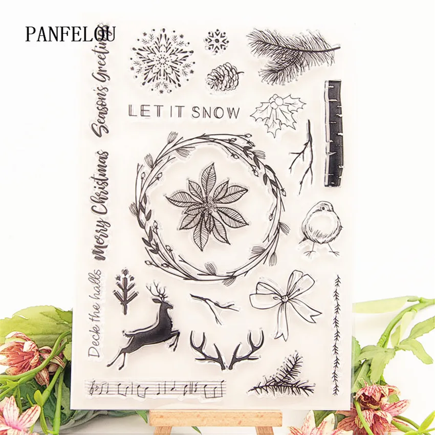 PANFELOU олень венок Лук прозрачная силиконовая резина прозрачные штампы мультфильм