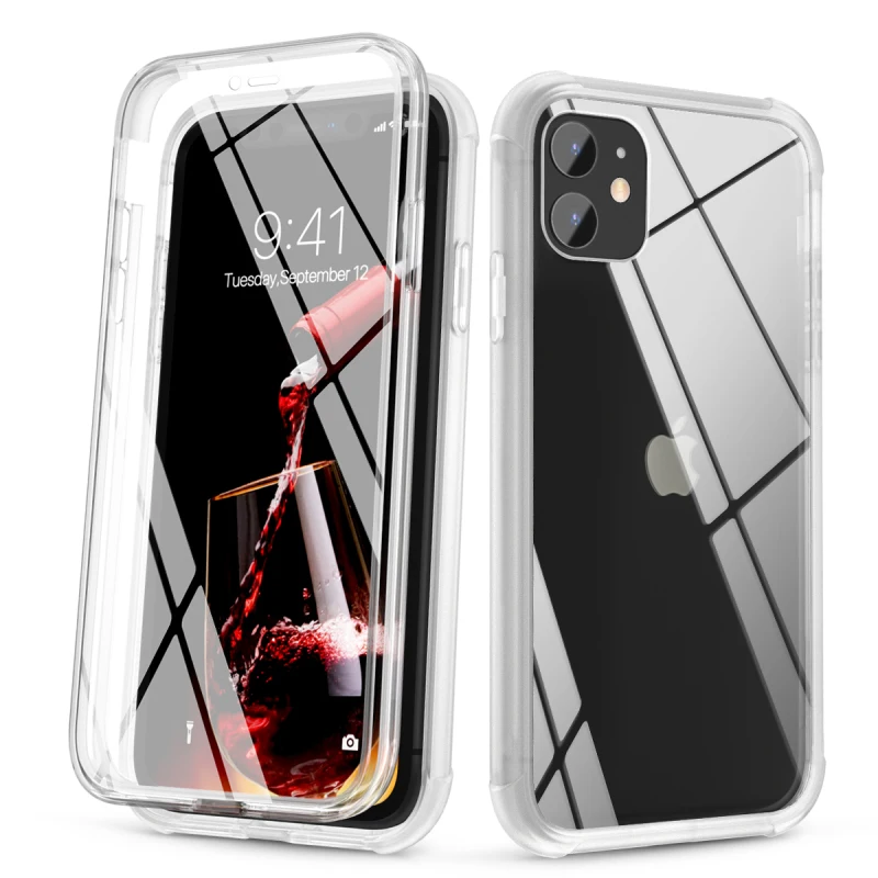 2 в 1 прозрачный жесткий чехол для iphone 11 XR с защитой экрана противоударный