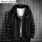 Мужские толстовки GlacialWhale, мужская мода 2021, однотонное пальто на молнии, спортивная толстовка, японская уличная одежда, черные толстовки, мужские кофты
