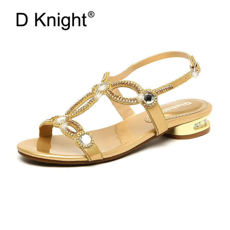 

Богемные женские сандалии-гладиаторы со стразами на толстом каблуке; Новинка 2020 года; летние римские сандалии; женская обувь; женские санда...