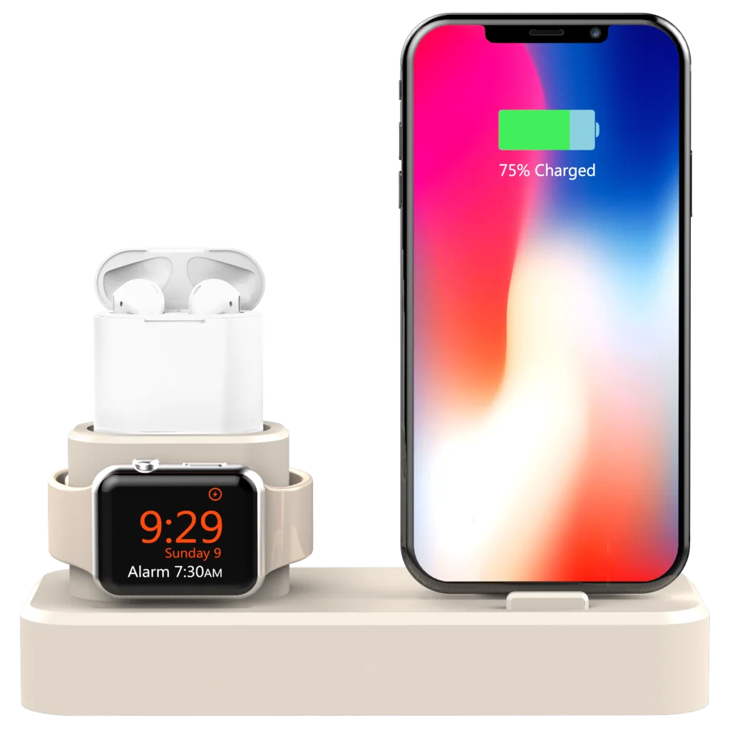 3 в 1 Силиконовая Подставка для зарядки док-станция для iPhone 11 Pro Max/X/XS/Xs Max/8/8 Plus/7/6 apple Watch 5/4/3/2/1 Airpods Pro/2