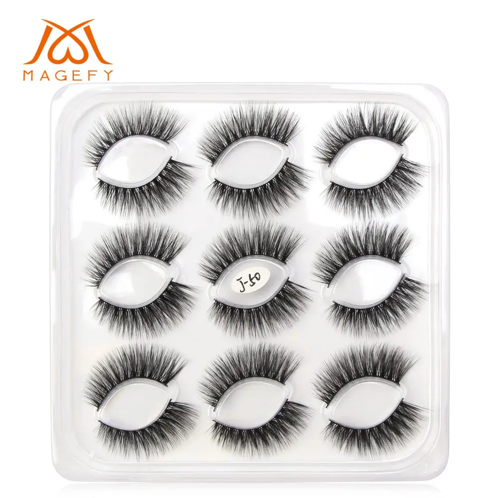 9pairs pack-3DJ50 5/7/9/10 пар в комплекте; 3D норковые ресницы длинные накладные ресницы в виде натуральных пышный объем тонкими поддельные клей для наращивания ресниц Макияж торговля - Цвет: 9pairs pack-3DJ50