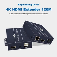 4k hdmi usb kvm extender up to 120m390ft zero latency rj45 network transmission signal amplifier keyboard mouse plug play