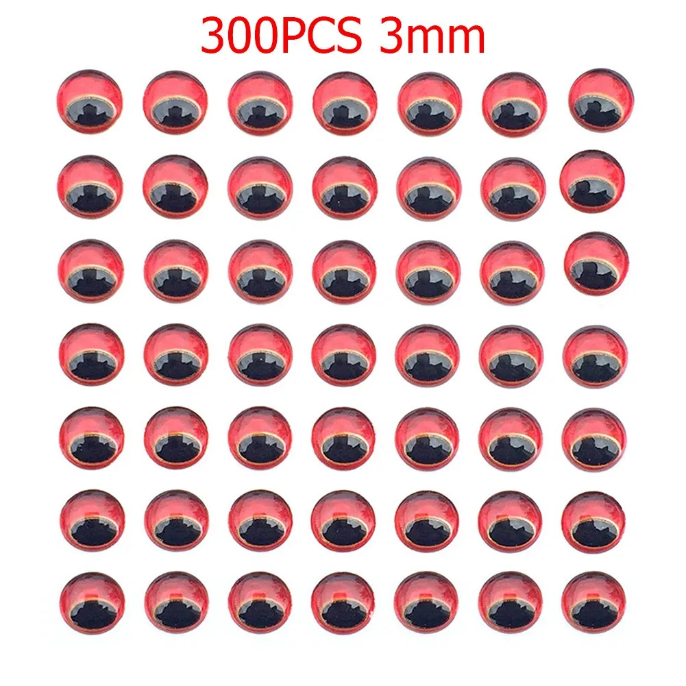 

300Pc Fish Eye Snake Pupil Red 3D Soft Molded Eyes Self Adhesives Sticker Holographic Fishing Lure Eyes Fly Tying DIY 3/4/5/ 6mm