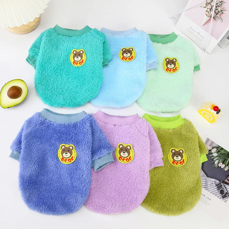

10PC/Lot Winter Pet Clothes Warm Fleece Puppy Dog Sweaters Cute Bear Dog Hoodies Coats Small Dog Clothes