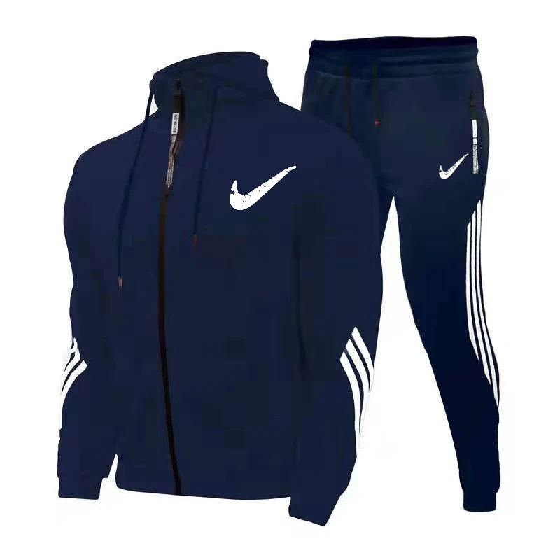 

New 2021 Casual Sweatshirts Set Mens 2 Piece Tracksuit Men Casual Sportswear Men Hooded Top Outdoor Sport Pants Track Suit