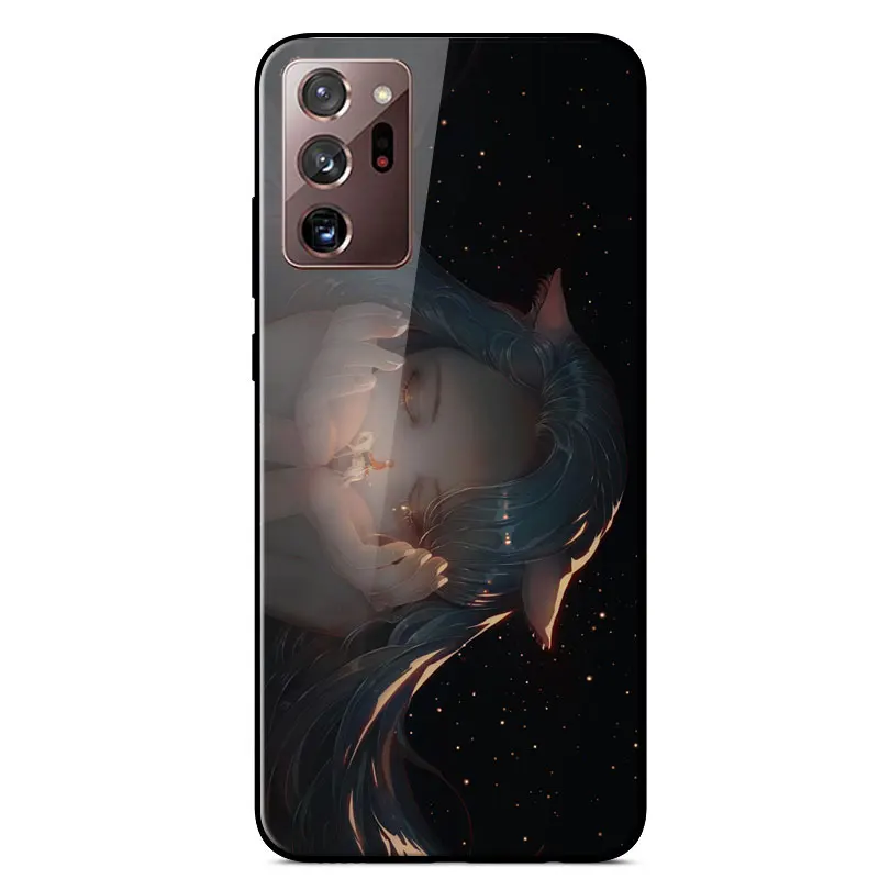 

For Samsung Note 20 Ultra Case Tempered Glass Hard Phone Case For Samsung Galaxy Note 20 Note20 Ultra Painted Protection Cover