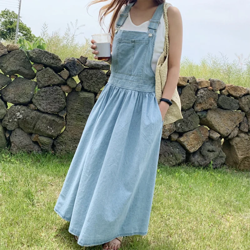 2020 весеннее длинное джинсовое женское платье с регулируемым большим подолом