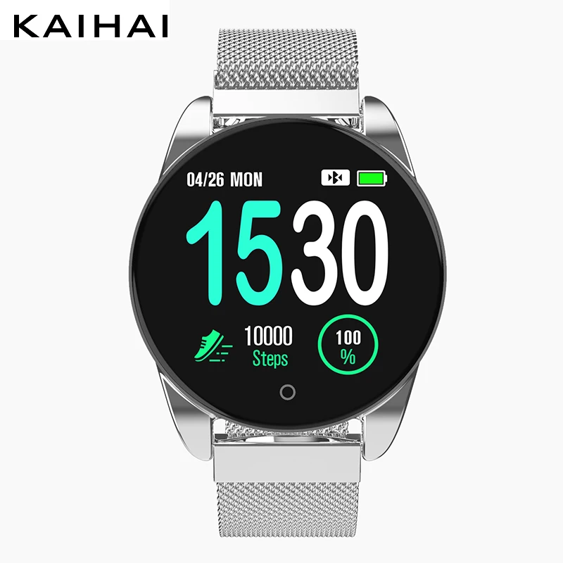 Silver watch smart KAIHAI часы с Умной электроникой, дистанционное управление, секундомер, водонепроницаемые Смарт-часы для плавания часы с функцией измерения пульса, для мужчин, для сна, фитнес-трекер, музыкальный будильник - Цвет: Silver watch smart