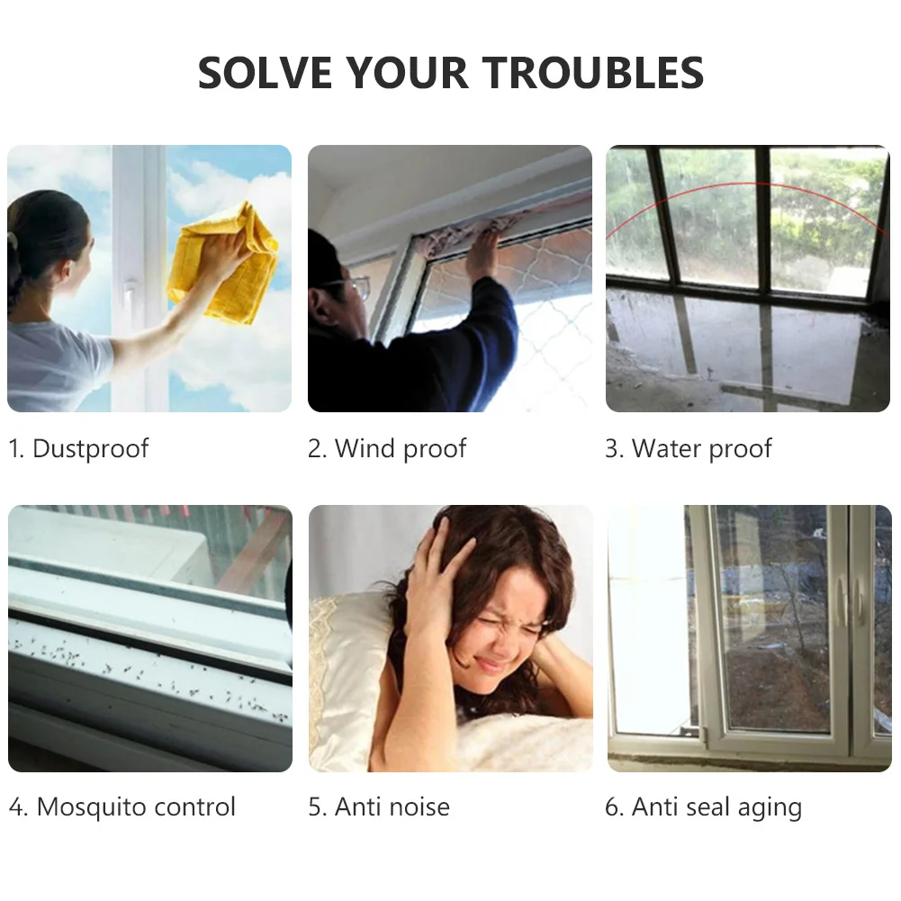 1M/5M Length Self Adhesive Wall Wind-proof Seal Strip Tape Weather Door 3 Color Window Rubber Sealing Stopper Windshield | Обустройство