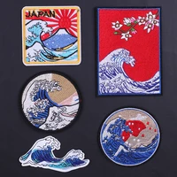 waves sunset flower badge embroidered iron on patch sewing patches diy clothes sticker applique for clothing garment accessories