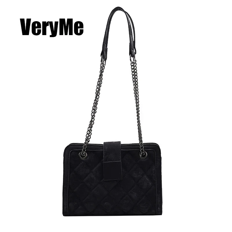 

VeryMe Wild Texture Small Square Bag Women's Chain Messenger Shoulder Bag Fashion Leather Composite Bag Trend Retro Bolsas Mujer