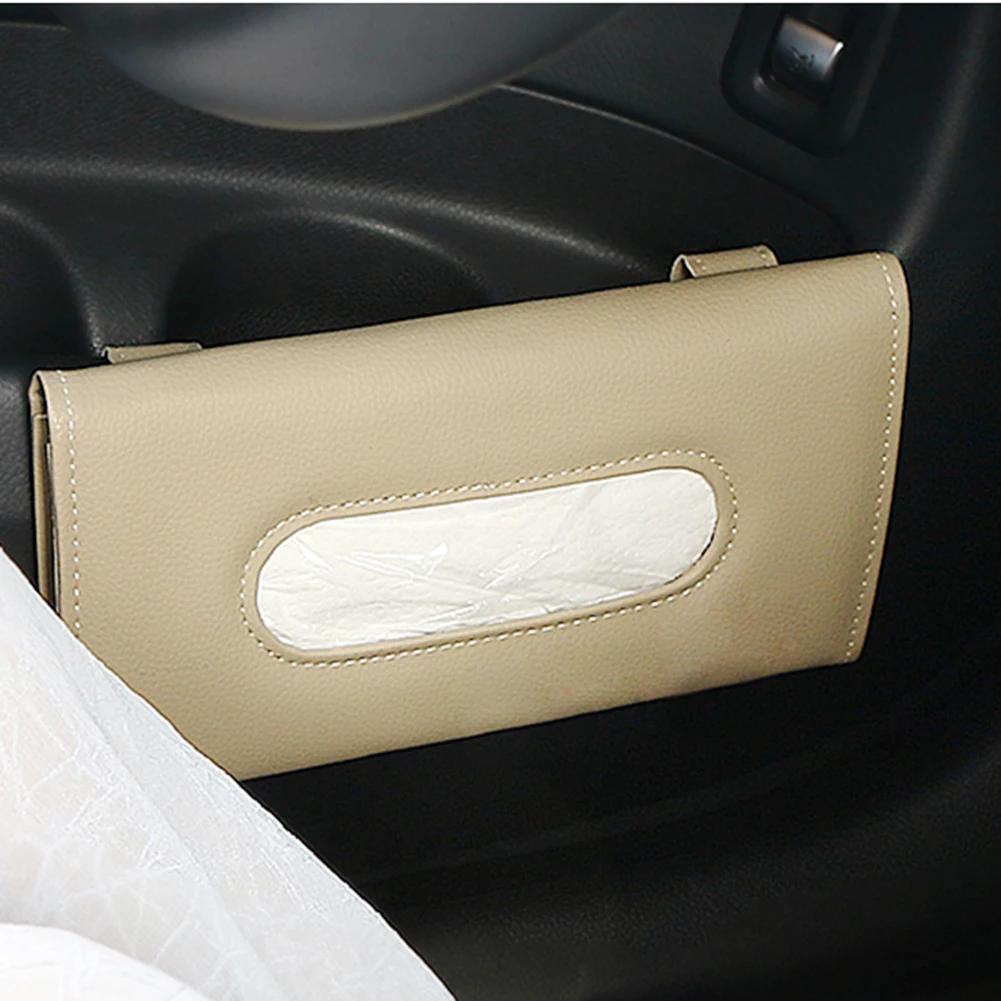 

Car Sun Visor Leather Tissue Box Paper Napkin Seats Back Holder Outdoor Personal Car Parts Decoration for Auto Storage