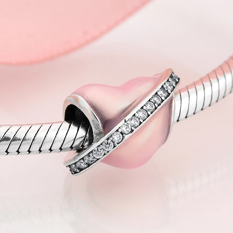 

New 925 Sterling Silver Heart shape Blue zircon diy Beads womens accessories Jewelry making fit Original Mikiwuu Charms Bracelet