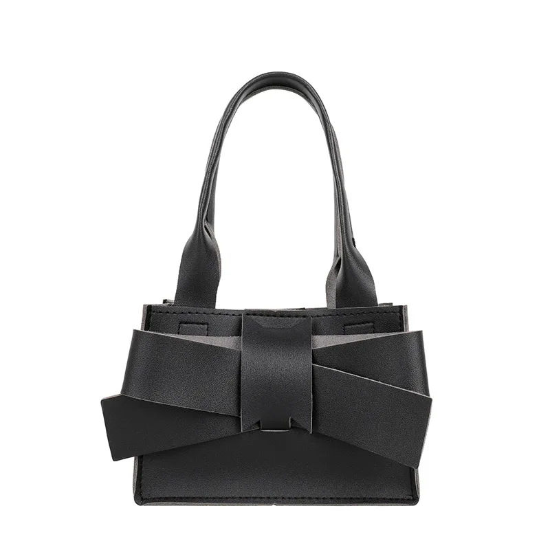 

OLUOLIN Women Mini Small Square Hand Bag Fashion Solid PU Leather Tote Bag Bow Purses and Handbags Luxury Designer