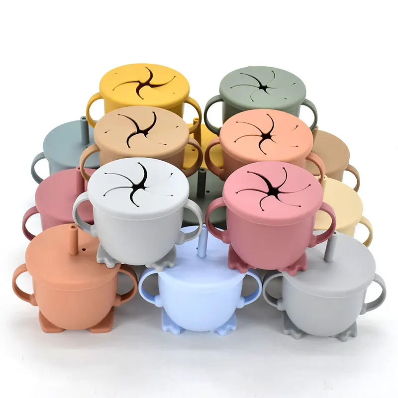 

Baby Training Silicone Cup Portable Drinkware Sippy Food Learning Cups Food Grade Leakproof Drinking Straw Cup Feeding Drinkware