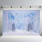 Фон для детской фотосъемки с изображением зимнего замка, Синего льда, замерзшего леса, чудес, Рождества, реквизит для фотостудии