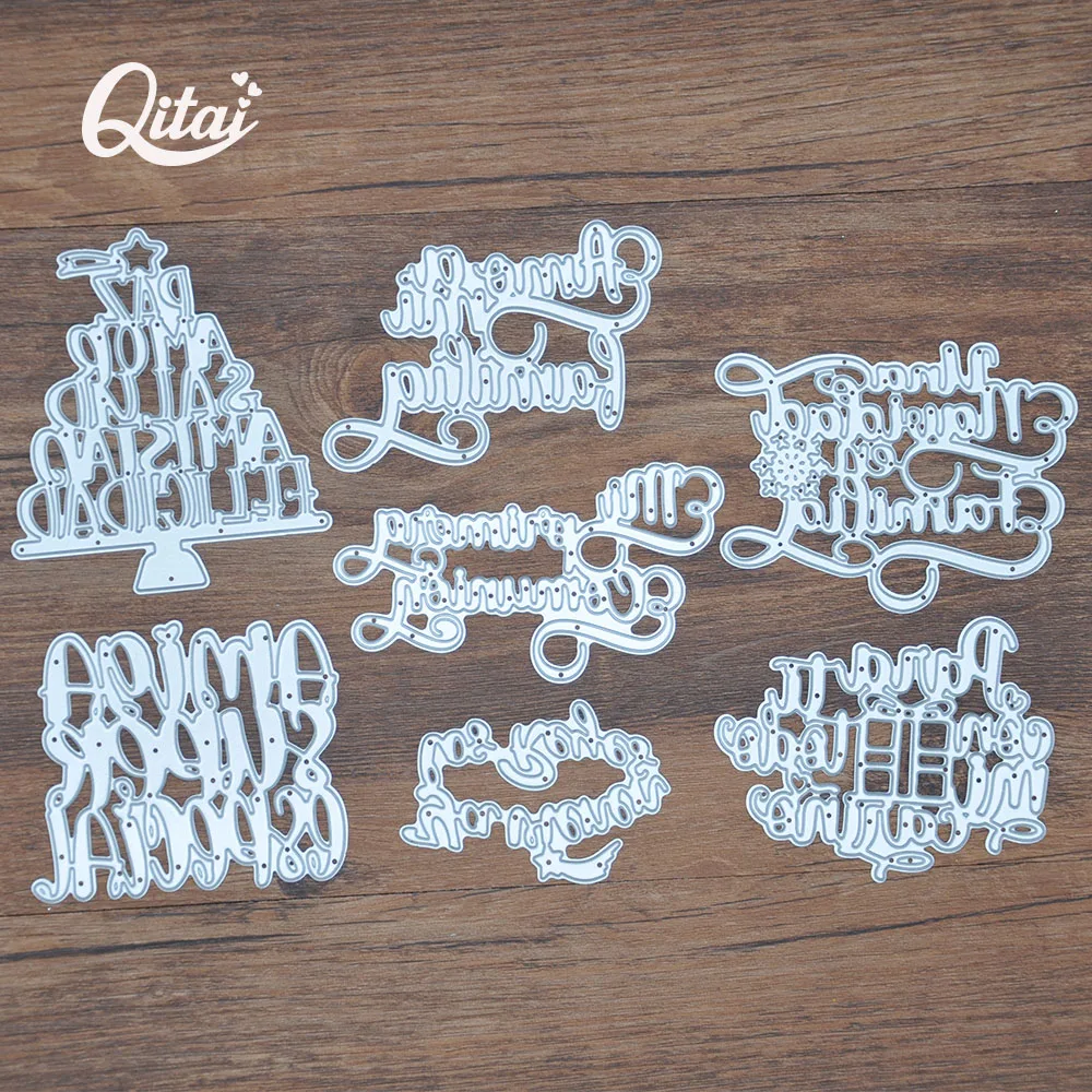 

Spanish Word QITAI 7Pcs/Set Metal Cutting Dies DIY Scrapbooking Photo Paper Card Crafts Stencils Die Cutters By Handmade MD420