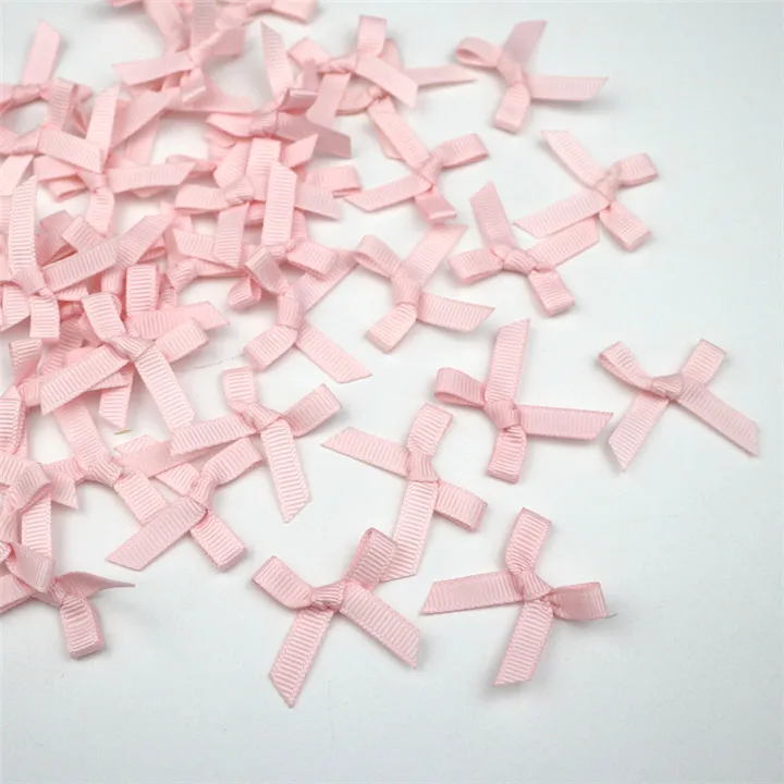Pink Bows 100 шт. Сатиновая лента, мини-банты, сделай сам, ремесло, товары для свадьбы, рождественской вечеринки, Декор, банты, головные уборы, аксессуары, материалы, подарок, банты - Цвет: Pink Bows