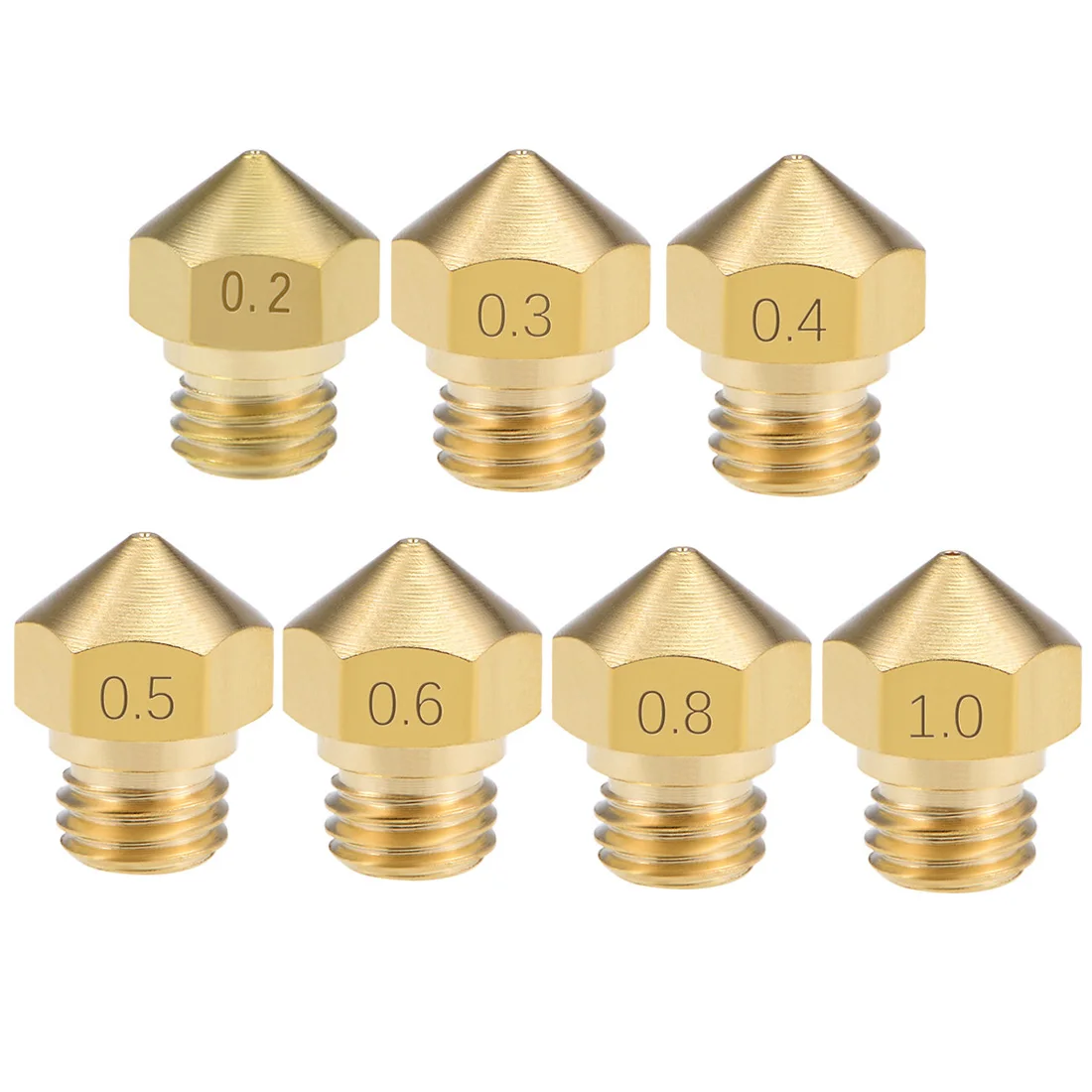 

Uxcell 4-5 шт. головка для 3D-принтера 0,2/0,3/0,4/0,5/0,6/0,8/1 мм M7 Замена резьбы для MK10 1,75 мм Экструдер печать латунь