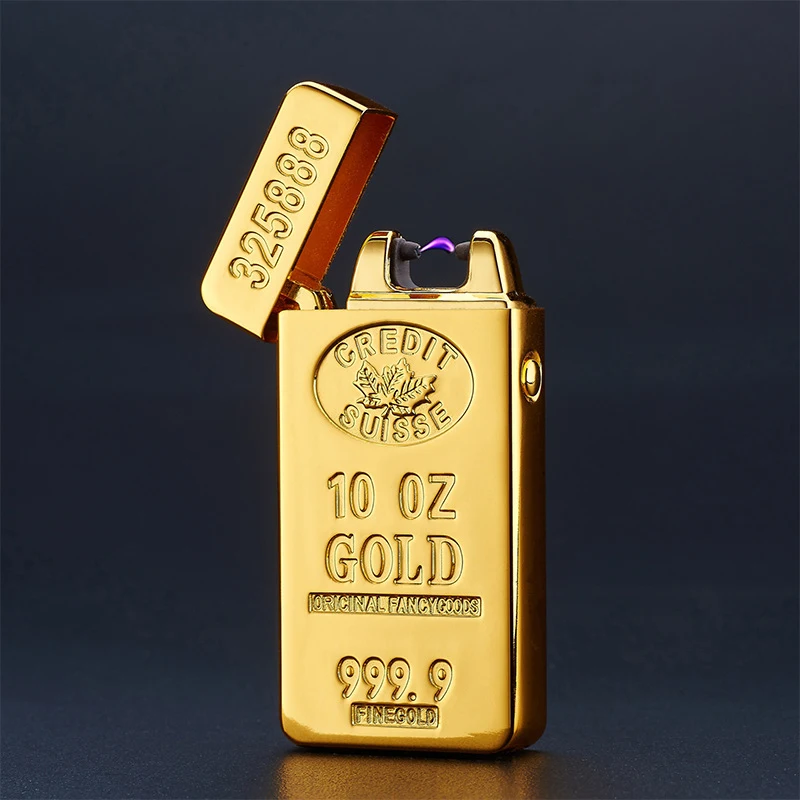 

Плазменная usb-зажигалка в форме слитка, электрическая креативная металлическая зажигалка, USB Перезаряжаемый ветрозащитный воспламенитель