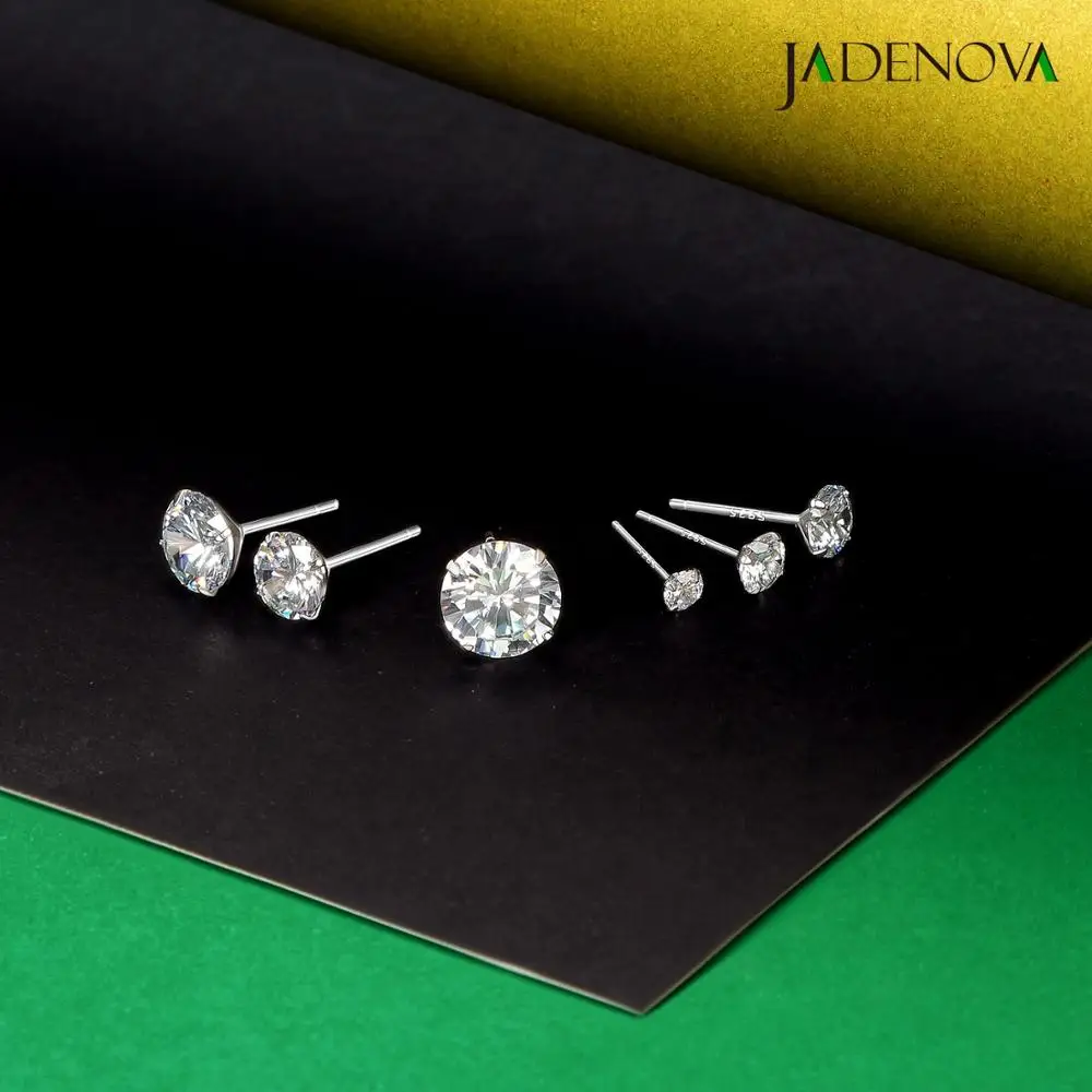 3/4/5/6/7/8 мм 925 пробы серебро прозрачные круглые хрустальные серьги с цирконием