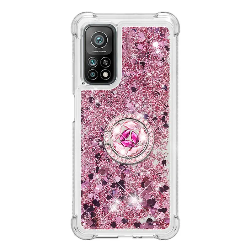 

For Xiaomi 10T Pro Case Fashion Glitter Quicksand high quality Silicone With ring Shockproof Cover For Xiaomi 10T Pro 10T Cover
