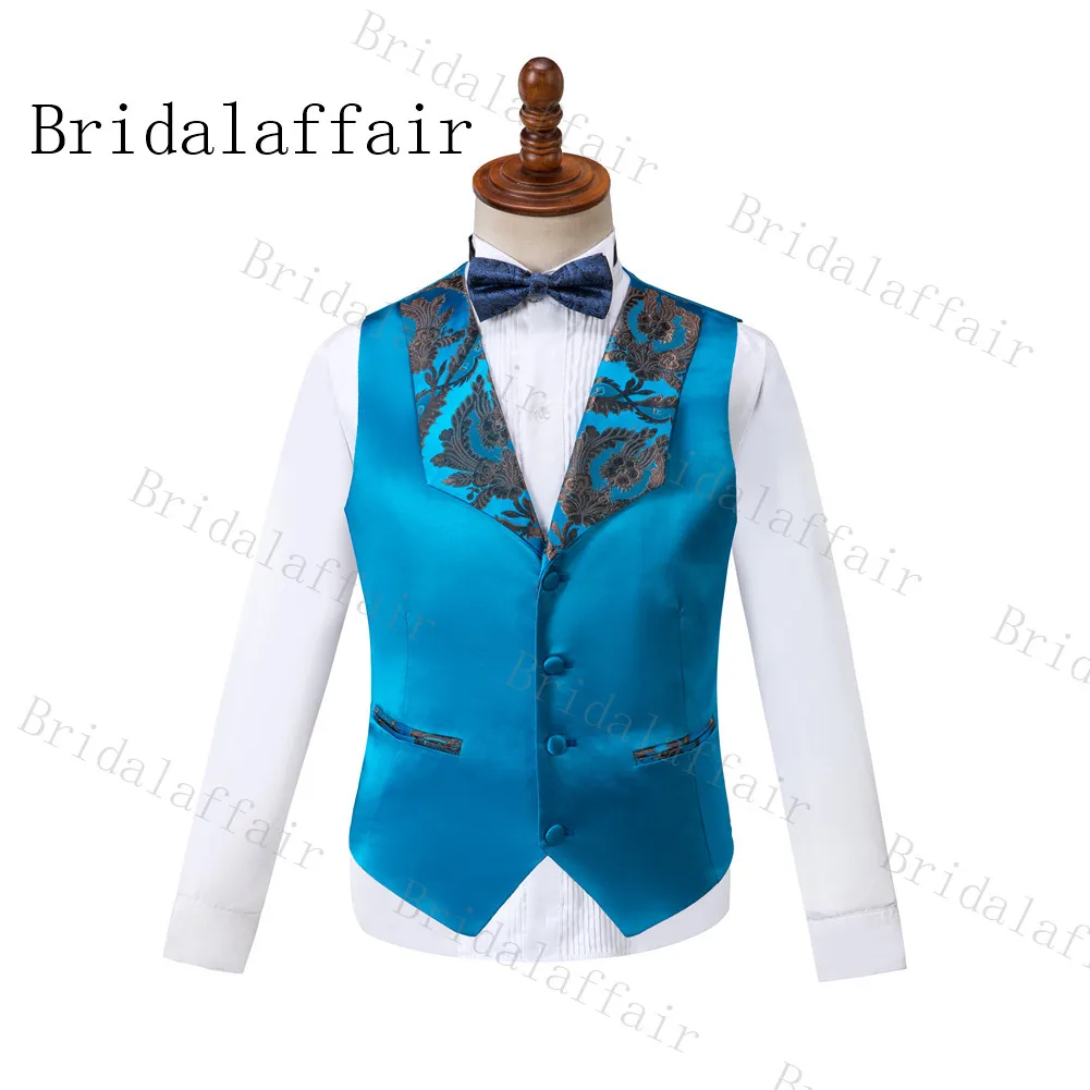 Мужские Блестящие Костюмы Bridalaffair синего цвета озера 3 предмета осень 2019