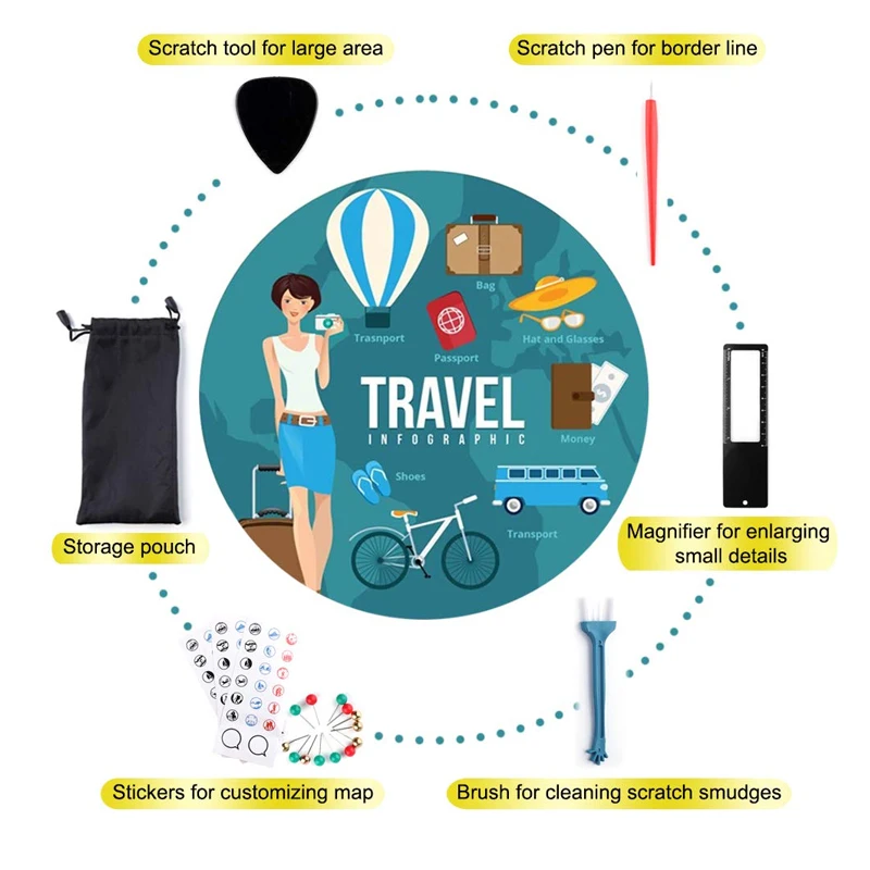 Large Size Scratch Off World Travel Map 41*30cm Wall Sticker Poster Vibrant Colors Detailed Journal Planner Gift for Travelers |