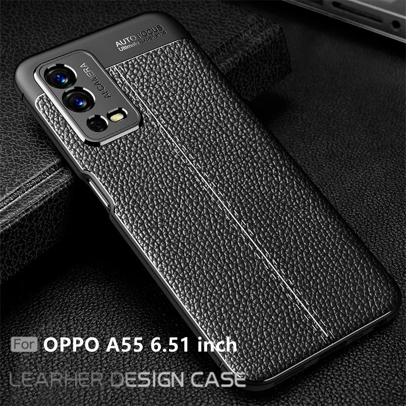 

For OPPO A55 Case For OPPO A55 Capas Phone Back Shockproof Coque Armor Bumper Soft Leather For Fundas OPPO A 55 A55 Cover 6.51"