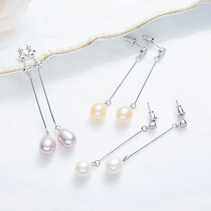 Серьги-подвески из серебра 925 пробы с искусственным жемчугом | Украшения и