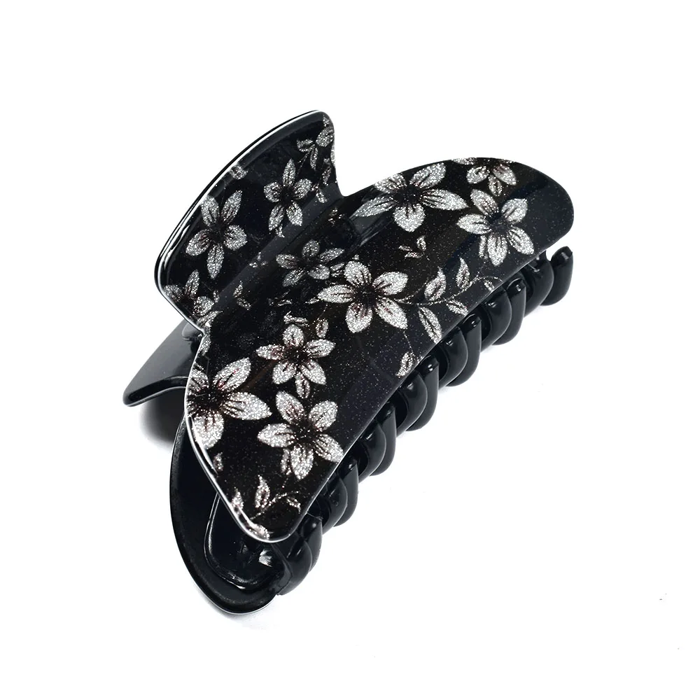 

2pcs/lot 7.5cm 2020 Vintage Floral Print Hair Claws for Women Hair Barrettes Hairpins Crab Black Clip Hair Accessories 19101