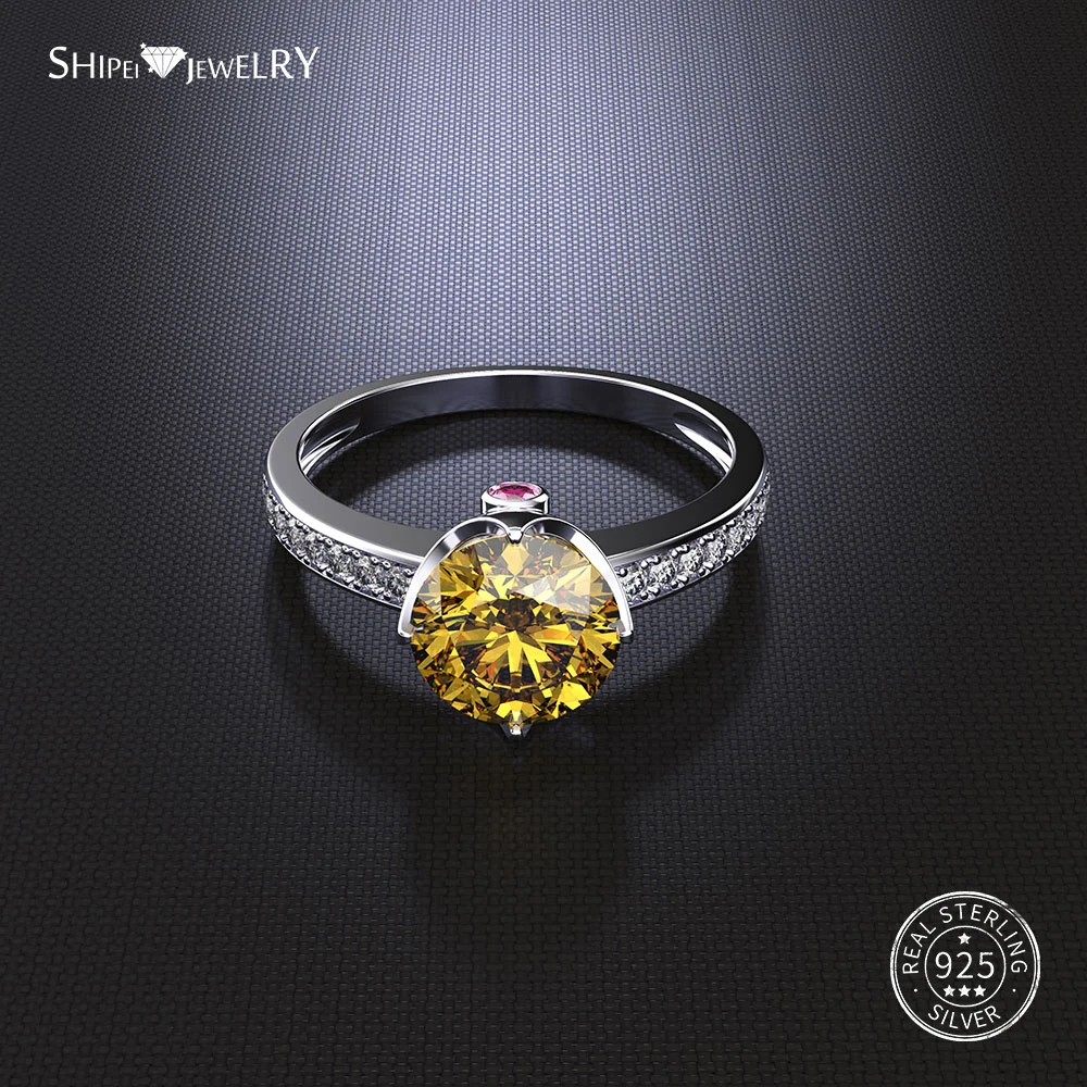 Shipei 100% 925 пробы серебряные Изящные Ювелирные изделия 8 мм Круглый сапфировый