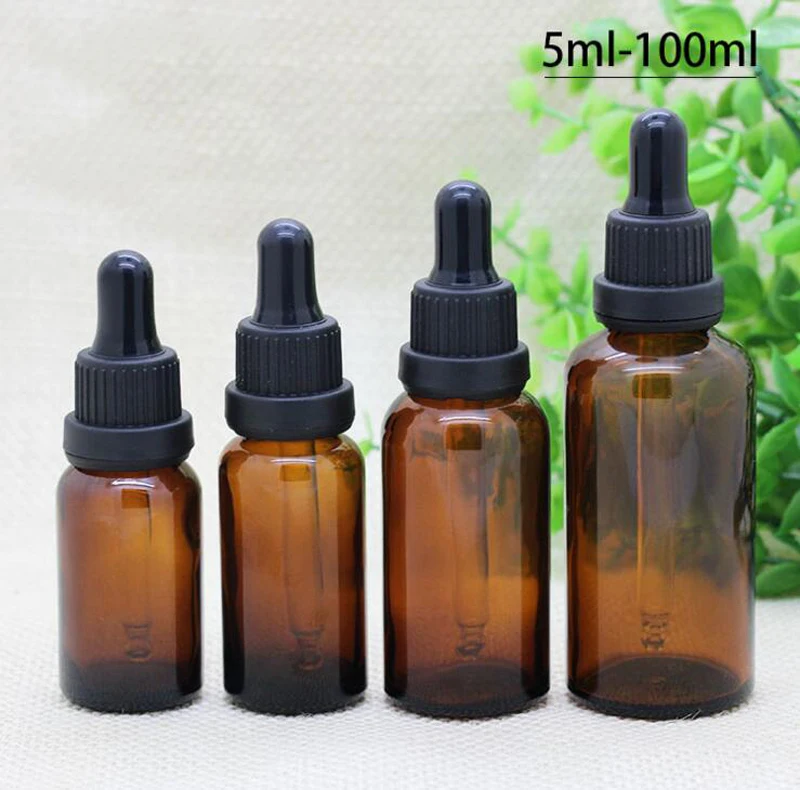 Wholesale 5ml 10ml 15ml 20ml 30ml 50ml 100ml Amber Glass Dropper Bottles E liquid Bottle Eye With Black Lid | Красота и здоровье