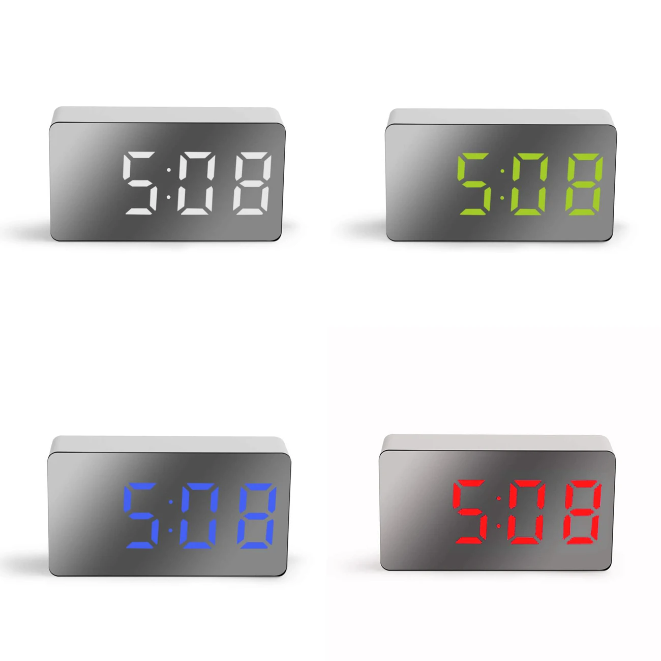 

LED Mirror Digital MINI Alarm Clock Snooze Table Clock Wake Up Mute Calendar Dimmable Electronic Desktop Clocks Must USB Work