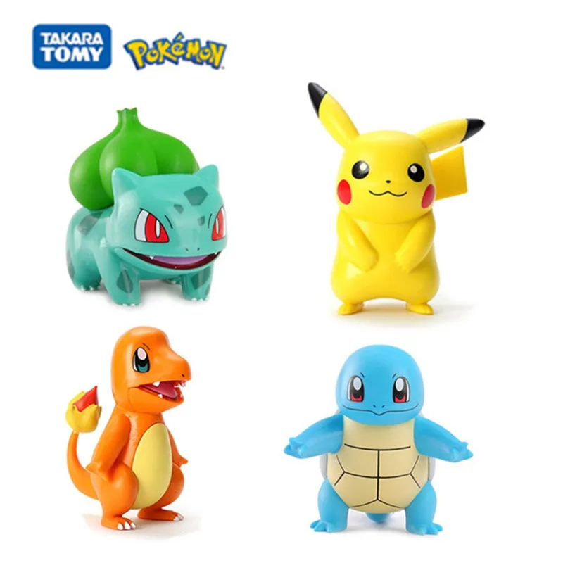 

4 Styles Tomy Pokemon Figures Anime Model Pikachu Charmander Squirtle Bulbasaur Toys Kawaii Kids New Year GIft Bulk Buy Lot