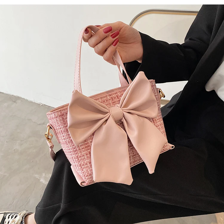 

Сумка-мессенджер Женская клетчатая, модный элегантный клатч с бантом, маленькая сумочка-тоут в ретро стиле