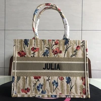 high quality customized logo name embroidery women luxury canvas tote bag large capacity shopping party travelling beach bags
