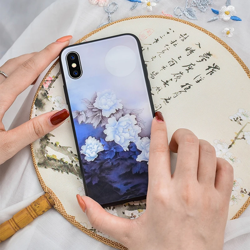 Чехол для телефона iPhone 11 pro X XR XS max 8 7 6 6s plus чехол с цветами из закаленного стекла