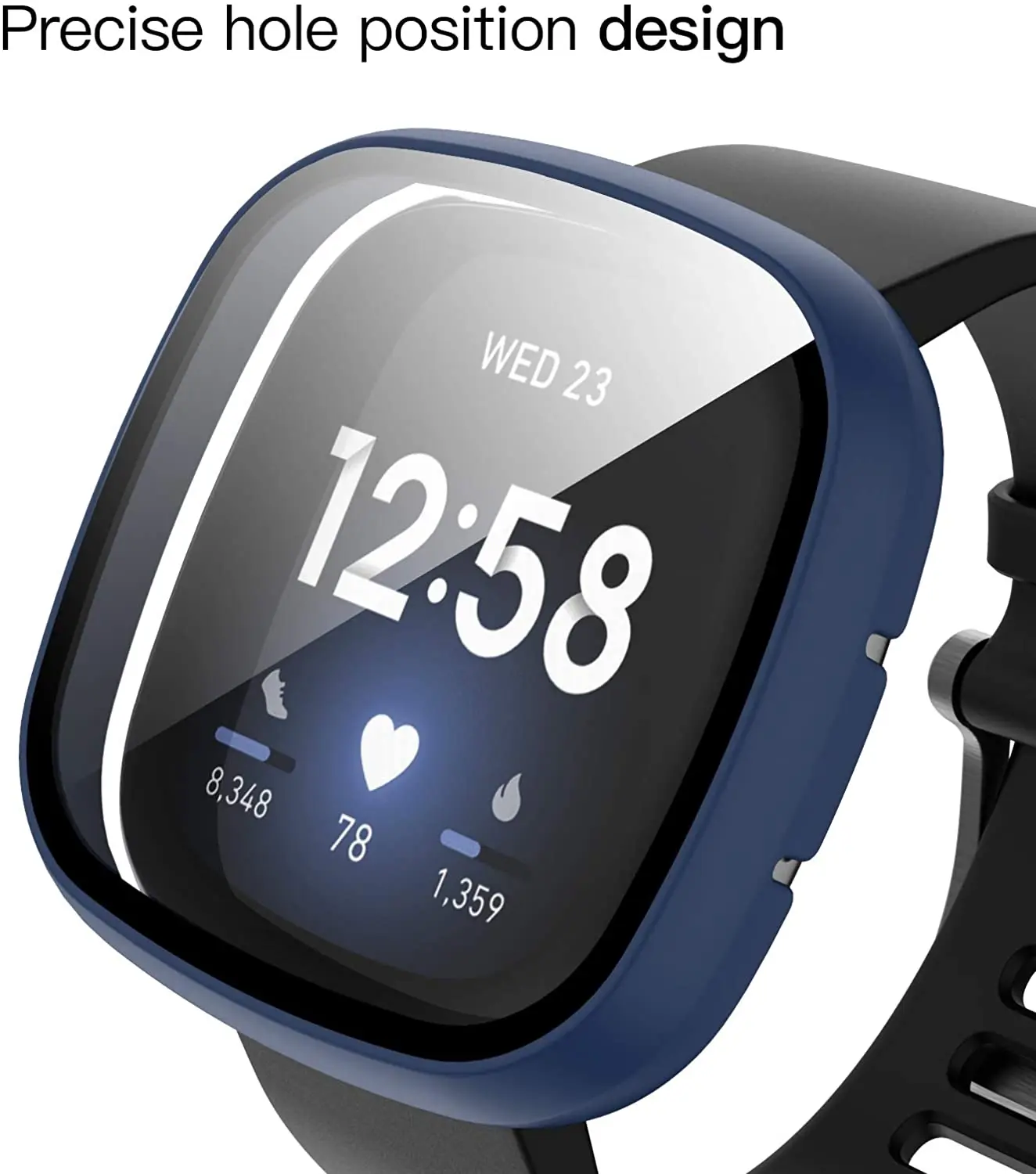 Tempered Glass Screen Protector for Fitbit Sensn/Versa 3, Full Hard PC Bumper HD Protective Cover for Fitbit Sensn/Versa 3 Watch