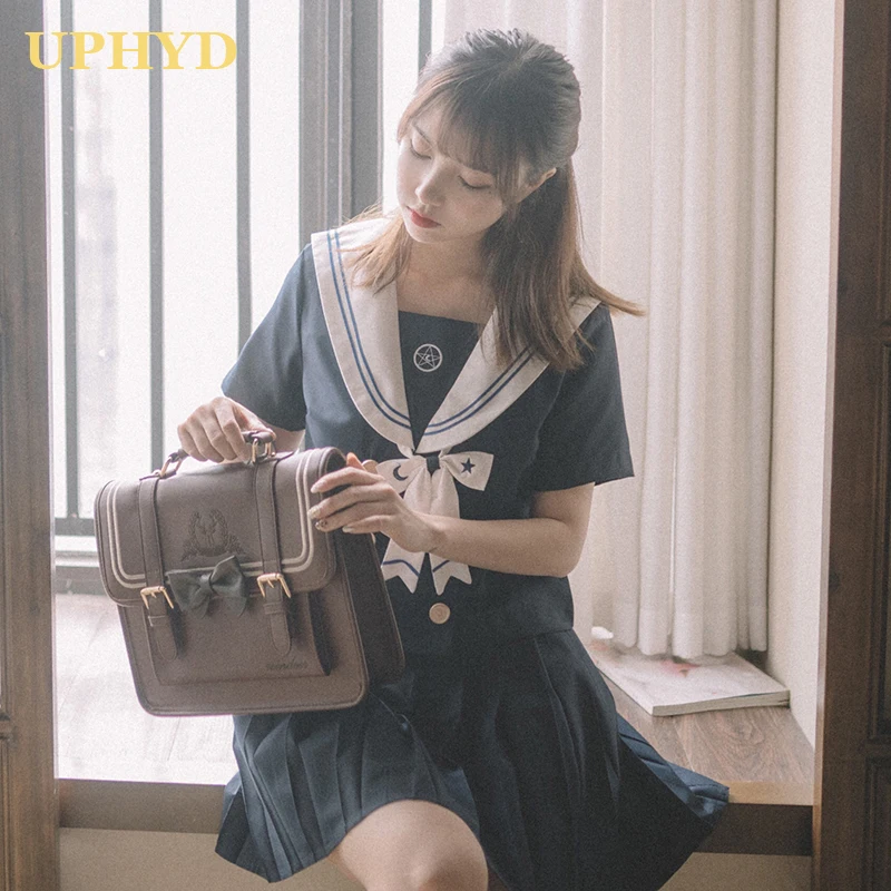 

New Sale 2021 Japanese Uniform Fashion Cosplay Costume Japanese School Girl Dark Blue Cosplay Sailor Suits JK Uniforms 2 pcs/set