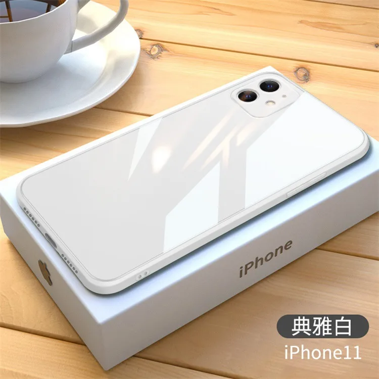 

Suitable for iphone11 mobile phone case straight side glass case lens all-inclusive anti-drop liquid silicone transparent case