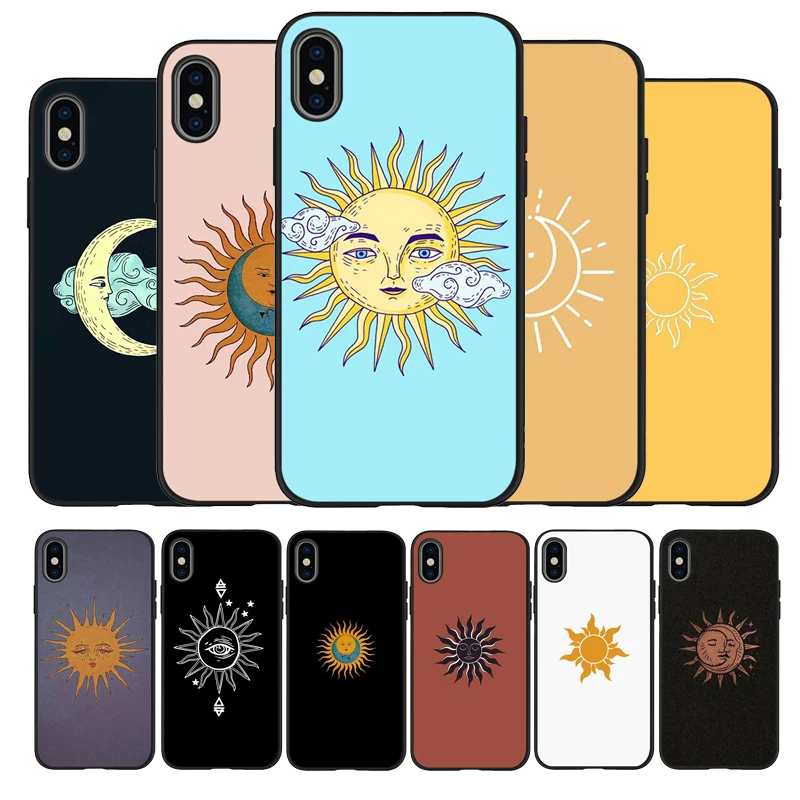 Запутанный Черный силиконовый чехол принцессы sun moon для iPhone 12 XR XS Max 5 5S SE 2020 6 6S PLUS 7 8